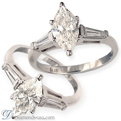 Two side tapered Baguettes diamond ring