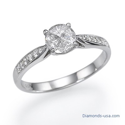 1 carat look engagement ring with side diamonds