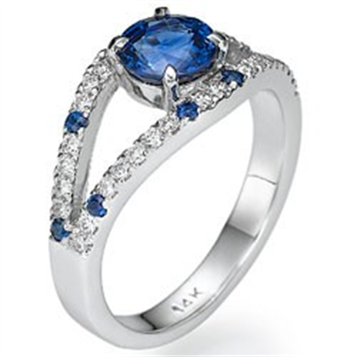 Round Royal Blue Sapphire designers ring