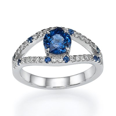 Round Royal Blue Sapphire designers ring