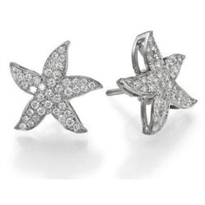 Pendientes en forma de estrella de mar, diamantes redondos de 1/2 quilate