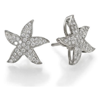 Pendientes en forma de estrella de mar, diamantes redondos de 1/2 quilate