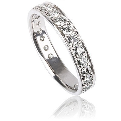 3mm Wedding band with 0.65 Carat round diamonds 