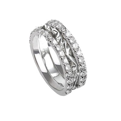 Art Deco big diamonds wedding band