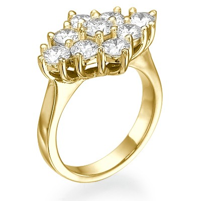 1.55 Carats 9 diamonds cluster dress ring