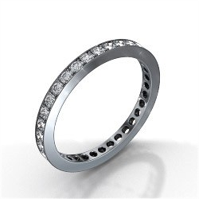 2 mm eternity millgrained ring with diamonds