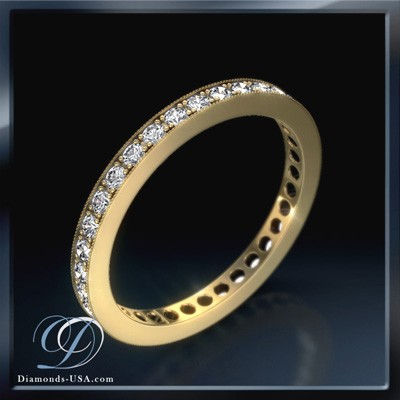 2 mm eternity millgrained ring with diamonds