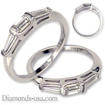 0.55 carats three diamond Baguettes wedding ring.