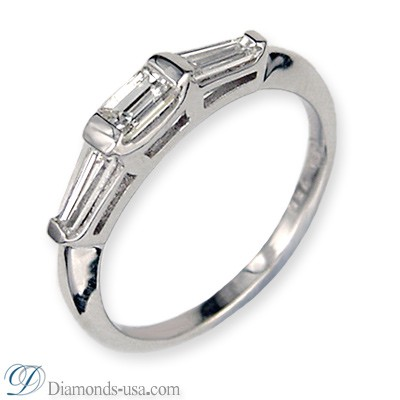 0.55 carats three diamond Baguettes wedding ring.