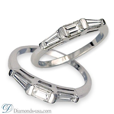 0.55 carats three diamond Baguettes wedding ring.