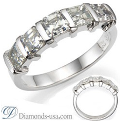 Anillo de aniversario con 5 diamantes Asscher