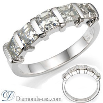 Anillo de aniversario con 5 diamantes Asscher