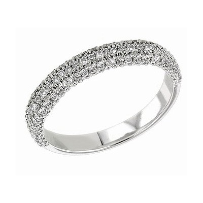 Three rows diamond wedding or anniversary band