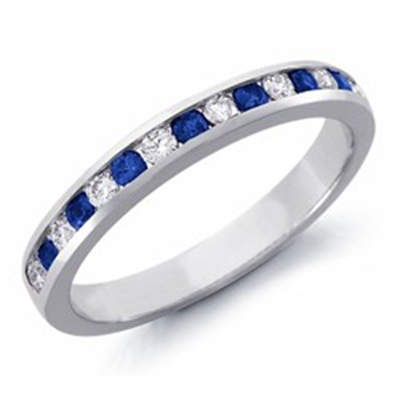 Diamond and Sapphires wedding band, 0.36Cts Tot