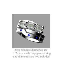 Foto Alianza de boda haciendo juego para embrazar anillos de 3 piedras de