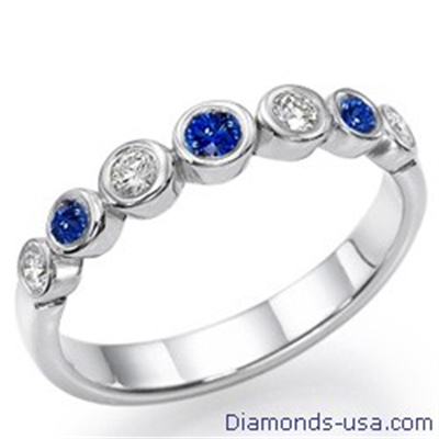 Seven Diamonds & Sapphires wedding ring