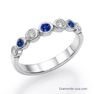 Seven Diamonds & Sapphires wedding ring