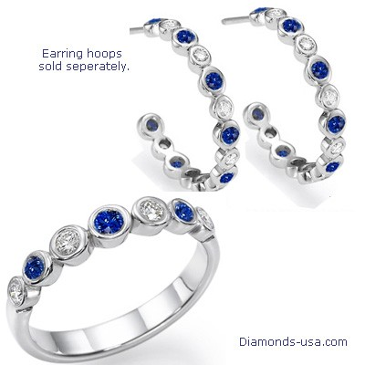 Seven Diamonds & Sapphires wedding ring