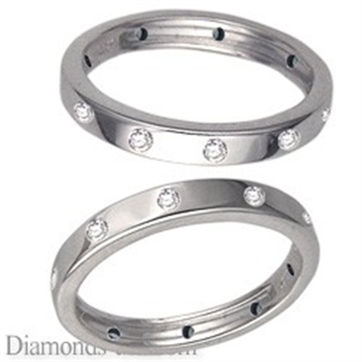 Flat surface diamond wedding ring, 3mm.