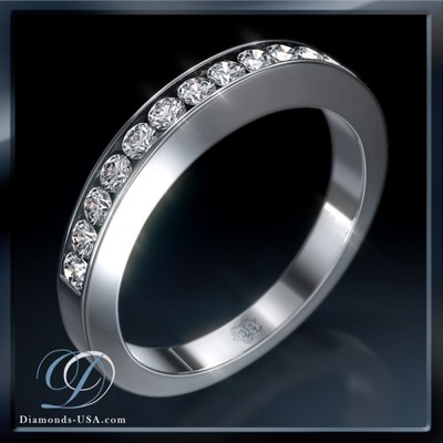 Wedding ring 0.52 carats round diamonds channel set