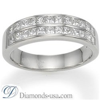 Wedding ring, 1.50 carat Princess diamonds