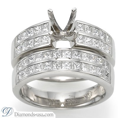Wedding ring, 1.50 carat Princess diamonds