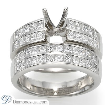 Anillo de boda, diamantes Princesa de 1 quilate.