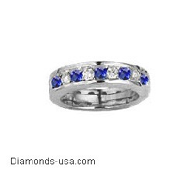 Wedding ring with round Diamonds and Sapphires