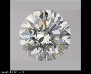Picture of Natural Diamond 1.02 Carats, Round with Excellent Cut, L Color, I1 Clarity and Certified by GIA