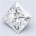 Natural Diamond 2.07 Carats, Princess with  Cut, F Color, VS1 Clarity and Certified by GIA