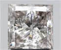 Natural Diamond 1.71 Carats, Princess with  Cut, J Color, I1 Clarity and Certified by IGI