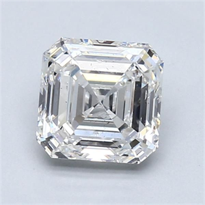 Foto Diamante Natural 1.51 quilates, Asscher , Color F, claridad SI2 y certificado GIA de