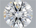 Lab Grown Diamond 1.36 Carats, Round with Ideal Cut, G Color, VVS2 Clarity and Certified by IGI