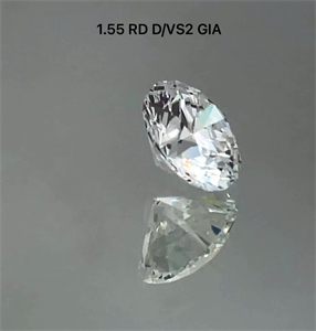 Picture of Natural Diamond 1.55 Carats, Round with Excellent Cut, D Color, VS2 Clarity and Certified by GIA