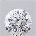 Lab Grown Diamond 1.04 Carats, Round with Ideal Cut, D Color, VVS2 Clarity and Certified by IGI