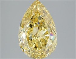 Picture of Lab Grown Diamond 3.03 Carats, Pear with  Cut, Fancy Vivid Yellow Color, VS1 Clarity and Certified by IGI
