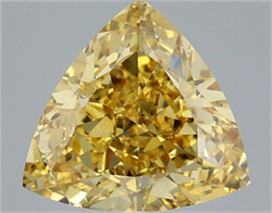 Picture of Lab Grown Diamond 4.08 Carats, TRIANGULAR with  Cut, Fancy Vivid Yellow Color, VS1 Clarity and Certified by IGI