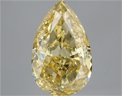 Picture of Lab Grown Diamond 4.55 Carats, Pear with  Cut, Fancy Intense Yellow Color, VS2 Clarity and Certified by IGI