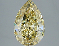 Picture of Lab Grown Diamond 4.59 Carats, Pear with  Cut, Fancy Intense Yellow Color, VVS2 Clarity and Certified by IGI