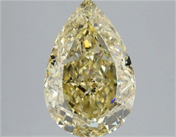 Picture of Lab Grown Diamond 4.07 Carats, Pear with  Cut, Fancy Intense Yellow Color, VS2 Clarity and Certified by IGI