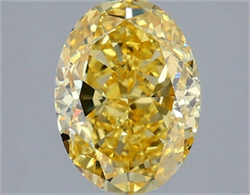 Picture of Lab Grown Diamond 3.09 Carats, Oval with  Cut, Fancy Vivid Yellow Color, VVS2 Clarity and Certified by IGI