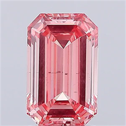 Picture of Lab Grown Diamond 2.33 Carats, Emerald with  Cut, Fancy Vivid Pink Color, VS2 Clarity and Certified by IGI