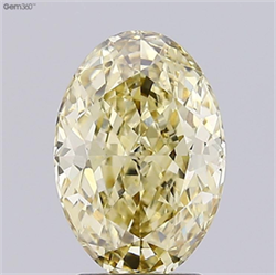 Picture of Lab Grown Diamond 3.17 Carats, Oval with  Cut, Fancy Intense Yellow Color, VS1 Clarity and Certified by IGI