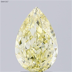 Picture of Lab Grown Diamond 2.41 Carats, Pear with  Cut, Fancy Intense Yellow Color, VVS2 Clarity and Certified by IGI