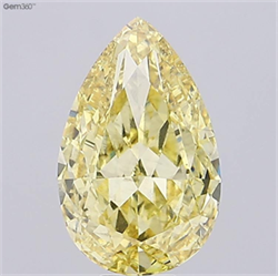 Picture of Lab Grown Diamond 12.18 Carats, Pear with  Cut, Fancy Intense Yellow Color, VS1 Clarity and Certified by IGI