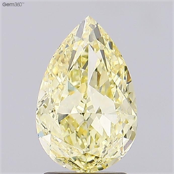 Picture of Lab Grown Diamond 2.52 Carats, Pear with  Cut, Fancy Intense Yellow Color, VVS2 Clarity and Certified by IGI