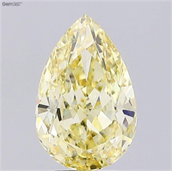 Picture of Lab Grown Diamond 5.14 Carats, Pear with  Cut, Fancy Intense Yellow Color, VVS2 Clarity and Certified by IGI
