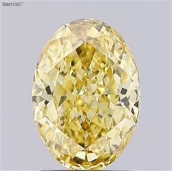 Picture of Lab Grown Diamond 2.12 Carats, Oval with  Cut, Fancy Vivid Yellow Color, VS1 Clarity and Certified by IGI
