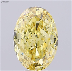 Picture of Lab Grown Diamond 7.03 Carats, Oval with  Cut, Fancy Vivid Yellow Color, VS2 Clarity and Certified by IGI