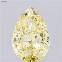 Picture of Lab Grown Diamond 5.04 Carats, Pear with  Cut, Fancy Intense Yellow Color, VS2 Clarity and Certified by IGI